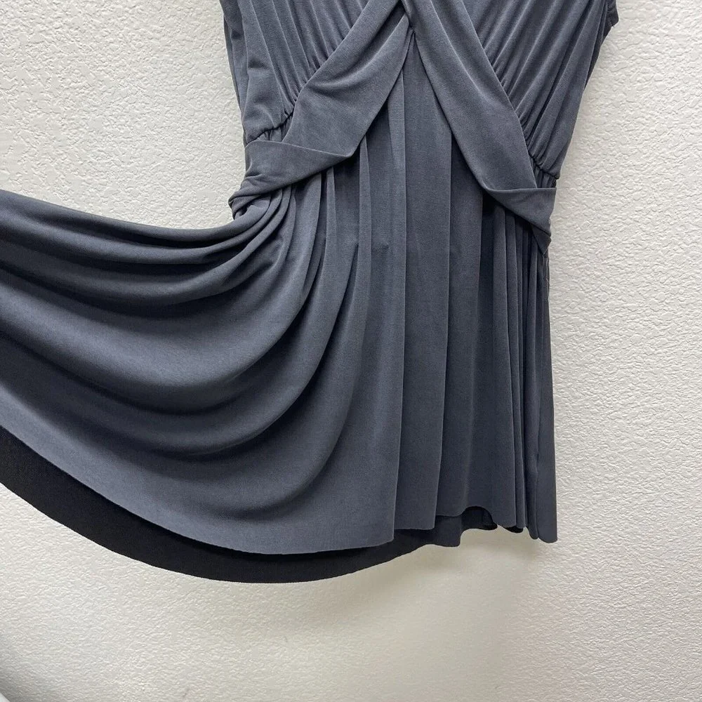 FREE PEOPLE CRISS CROSS Womens Small Dress Gray Cap Sleeves Raw Hem Flirty Fun - Picture 5 of 8